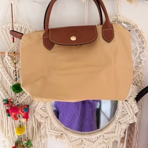 Longchamp Tan and Brown Tote Bag